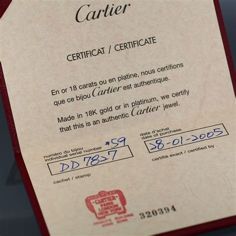 certificate cartier